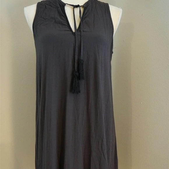 Lou & Grey sleeveless tassel tie tunic shift  dress, dark grey size small - Picture 1 of 7